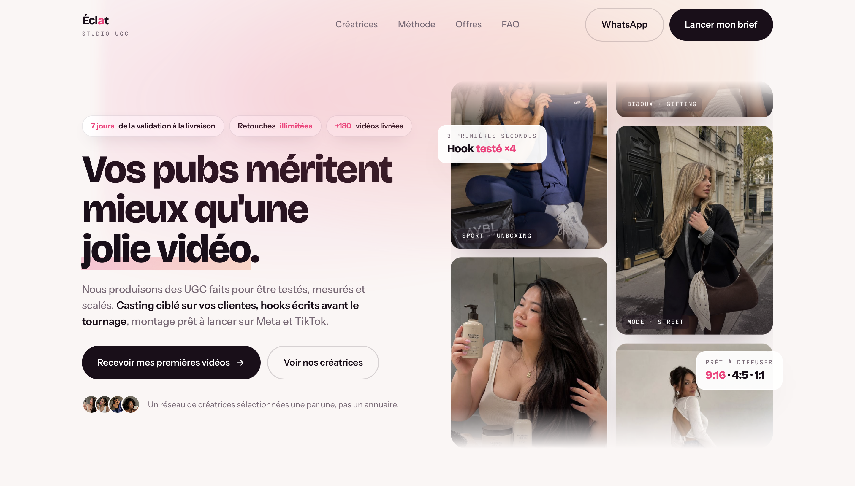 Site Éclat Studio UGC