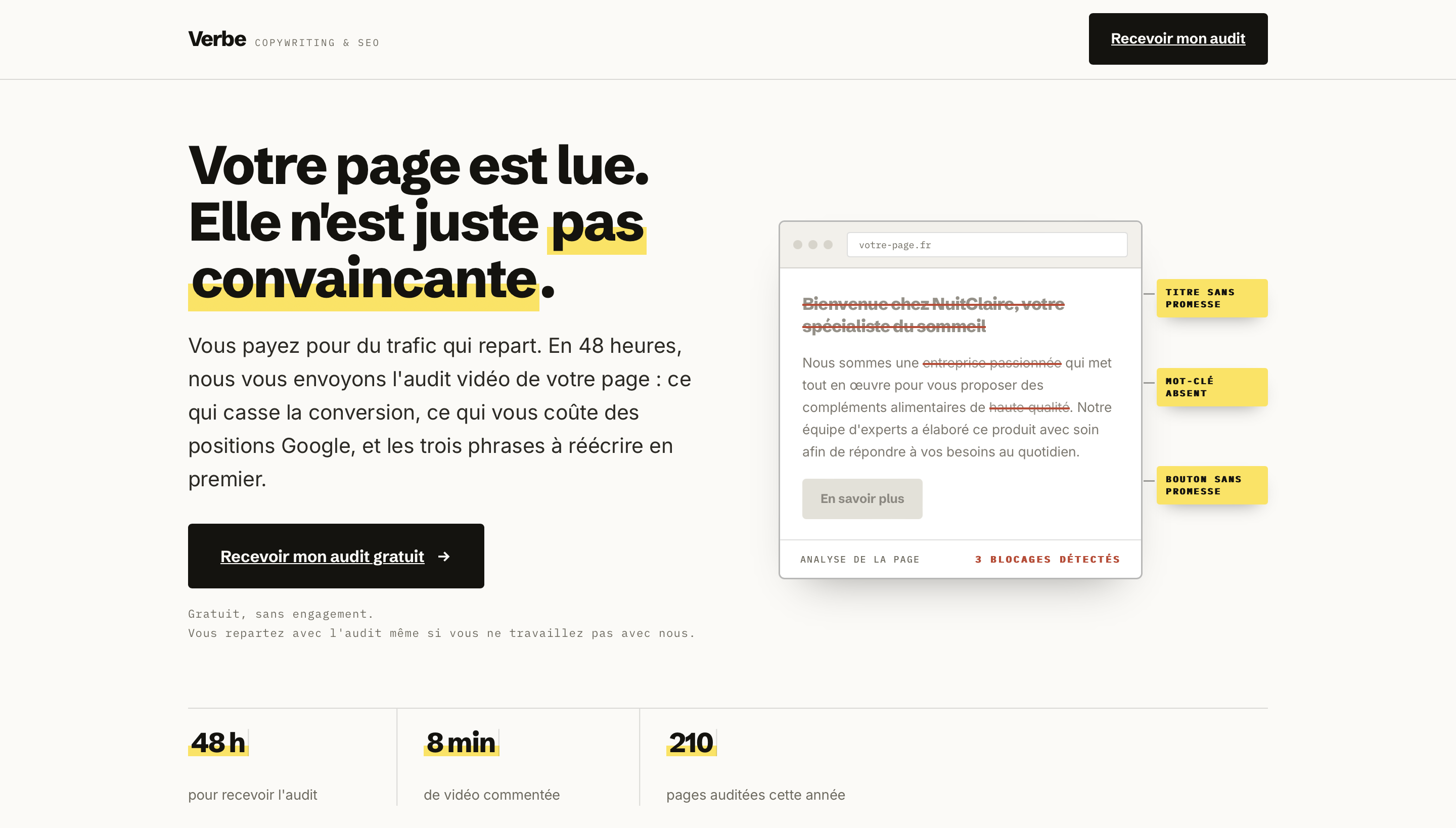Landing page Verbe